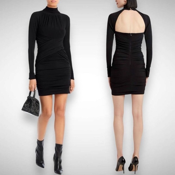 Cinq a Sept Amar Ruched Mini Black Dress - Picture 1 of 8